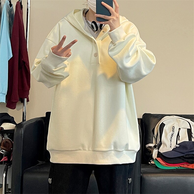 重磅连帽亨利领设计感卫衣宽松潮流上衣W4645-P47【特价】,男装卫衣,电商A007