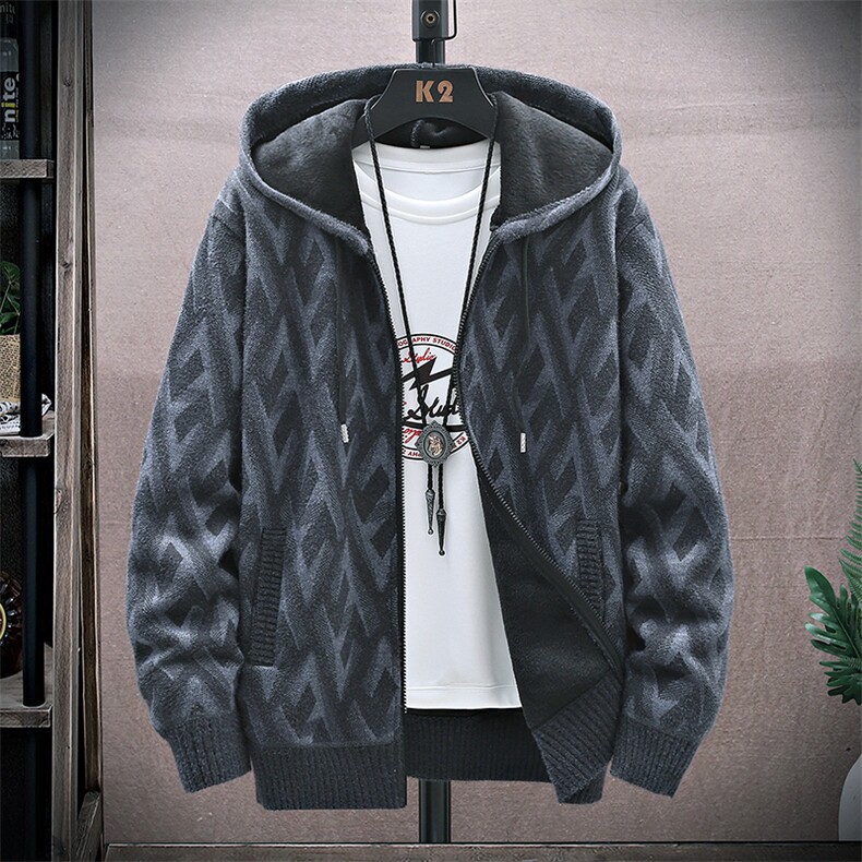 高品质秋冬季男士休闲连帽貂绒夹克衫外套百搭加绒毛衣8957-P65，男装针织衫/毛衣，星座1706