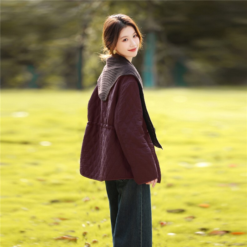 夹棉棉服女保暖舒适休闲2025冬季时尚休闲外套棉衣,女装棉衣/棉服,鑫源服饰