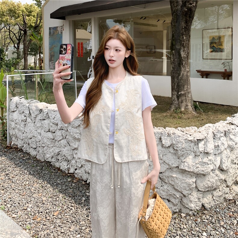 新款现货新中式两件套2230-P195-K299，女装套装/套裙，网红馆