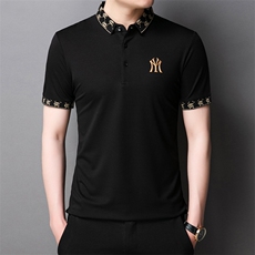 2023夏季新款男士短袖T恤衫翻领刺绣上衣中青年休闲拼色半袖POLO，男装T恤，电商B212（原钱塘6029）