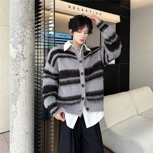GC0909-P62软糯仿貂毛毛衣开衫外套男女秋冬季氛围感慵懒风针织衫图片