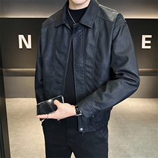 2025新款秋季皮衣外套男翻领潮牌美式休闲皮夹克A313-PY909-P155，男装皮衣，电商A313