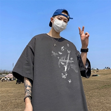 可设48小时发货支持抖音得物来样二开230克重磅美式短袖t恤MT342，男装T恤，电商A486-1