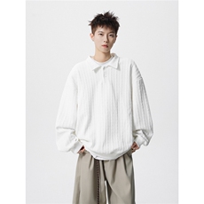 TWY27特P38控68polo圆领条纹情侣卫衣宽松外套男97聚酯纤维3氨纶，女装短外套，电商B370