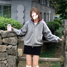 抖音得物高品质秋冬美式高街重磅结构双层双面连帽卫衣外套XS107，男装卫衣，电商A486