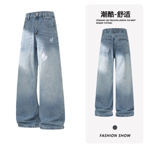 B221 美式ins高街暗黑刺绣修身微喇牛仔裤LK25606-特P45控78图片