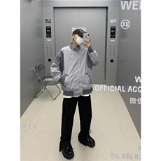 潮牌飞行员夹克男美式潮流针织拼接外套秋冬季宽松痞帅高街棒球服，男装夹克，星座716-3