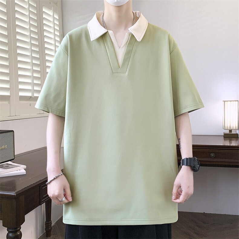 夏季大码公版拼色翻领POLO衫男休闲T恤短袖,男装Polo衫,星座1107-1