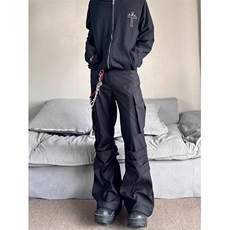 美式高街多口袋褶皱工装裤男高级感cleanfit直筒休闲裤LB8811-P55，男装工装外套，星座1008