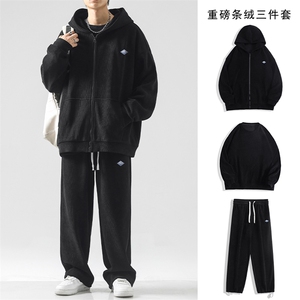 宽松休闲简约三件套新款春秋抗皱亲肤条绒SJT862-特批176