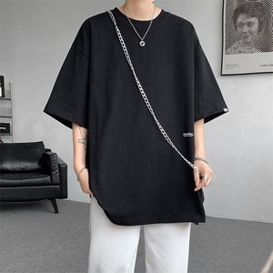 8XL-M 特大码短袖重磅T恤男美式复古竹节棉五分袖上衣DX326P45图片