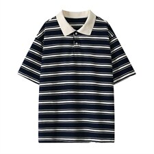 2026夏季新款条纹polo领百搭短袖T恤男DT6254-特P30建议零售价78，男装T恤，电商A001