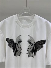 天使雕像印花T恤，女装T恤，AUDREY WANG