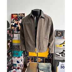 灰色底特律工装夹克拼接翻领棒球服外套JK7291特P85，男装夹克，星座908-1