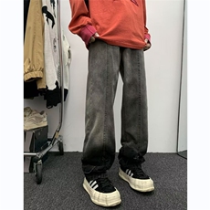 欧美渐变毛边高街牛仔裤男女情侣潮牌设计感小众炸街裤RK1398-P49，男装牛仔裤，星座412-3