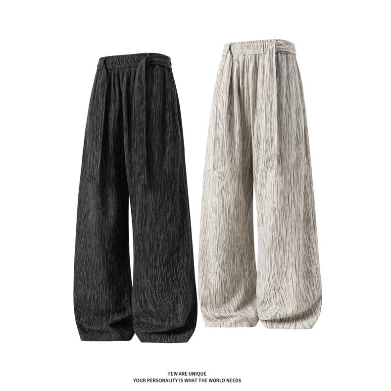 2026春装新款时尚飘带宽松百搭休闲裤男士垂感长裤K9961-特P40，男装休闲裤，电商A006