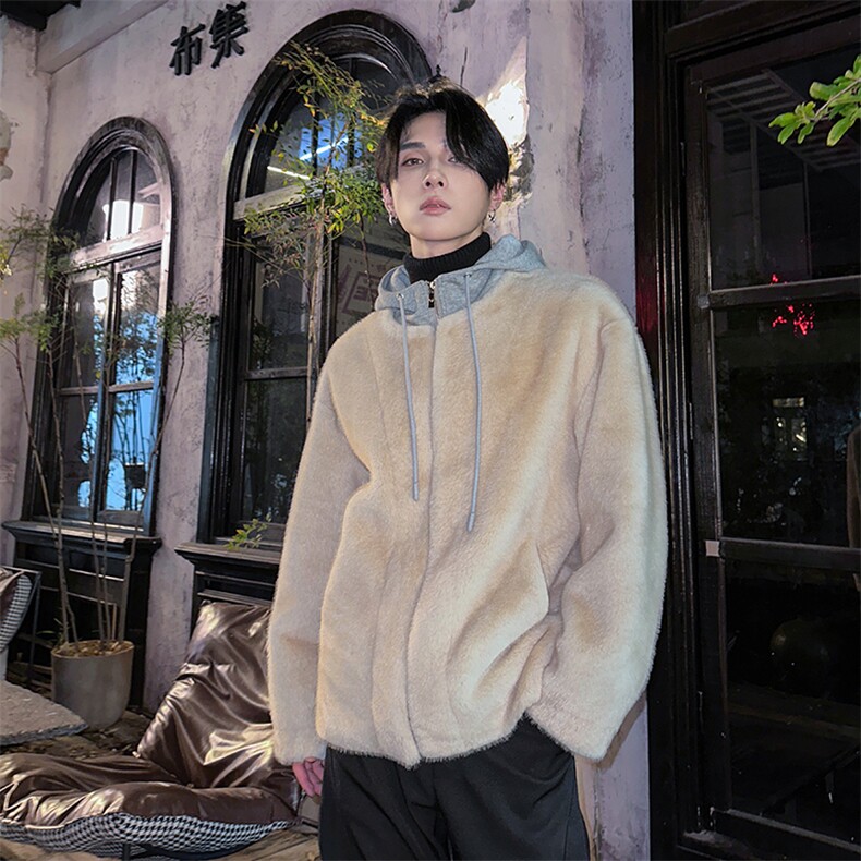 高级感水貂毛外套冬季男士保暖皮毛一体棉衣毛绒棉服衣服MY816图片