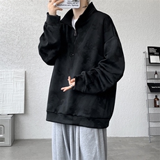 扎染半拉链立领脏脏卫衣男春秋季潮流美式复古慵懒风宽松套头上衣，男装卫衣，电商A059