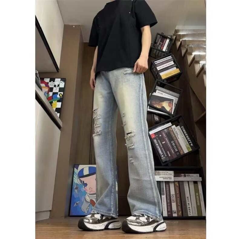 AK2001-P53美式做旧水洗港风痞帅高街牛仔裤,女装休闲裤,星座617A-2