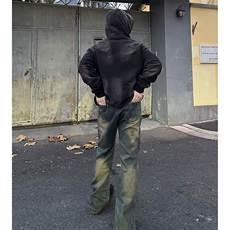 美式ins高街hiphop微喇重工艺水洗复古蓝牛仔裤货号K2322-1P60，男装牛仔裤，电商A063