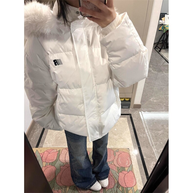 原创美式毛领开衫连帽棉服外套女冬季新款加厚保暖宽松棉袄棉衣潮图片