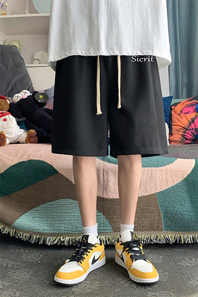 HD74098-P22华夫格短裤男大码宽松五分裤男直筒中裤,男装休闲裤,电商A040