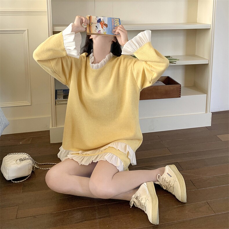 现货~~！！2025春款新款流行木耳边套装P140198,女装套装/套裙,2C262