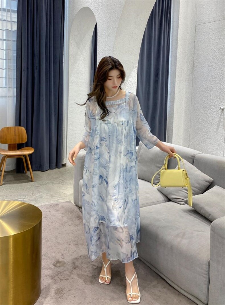 YCJ桑花邹两件套连衣裙，女装连衣裙，YCJ