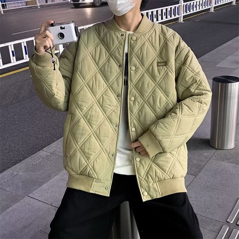 冬季韩系宽松潮流百搭棉服男oversize时尚菱格ins棉外套W5811-P65,男装棉衣,星座512-2
