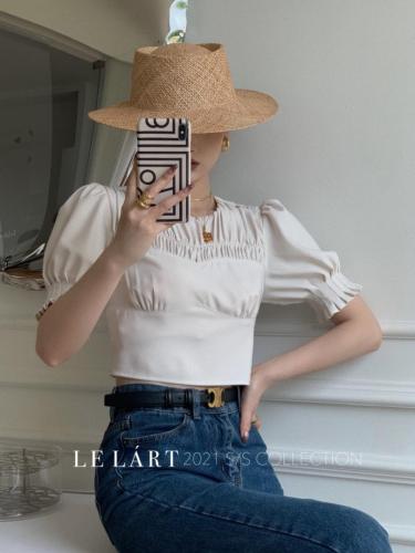 LELáRTLL1583皱褶泡泡袖上衣,女装,LE LART