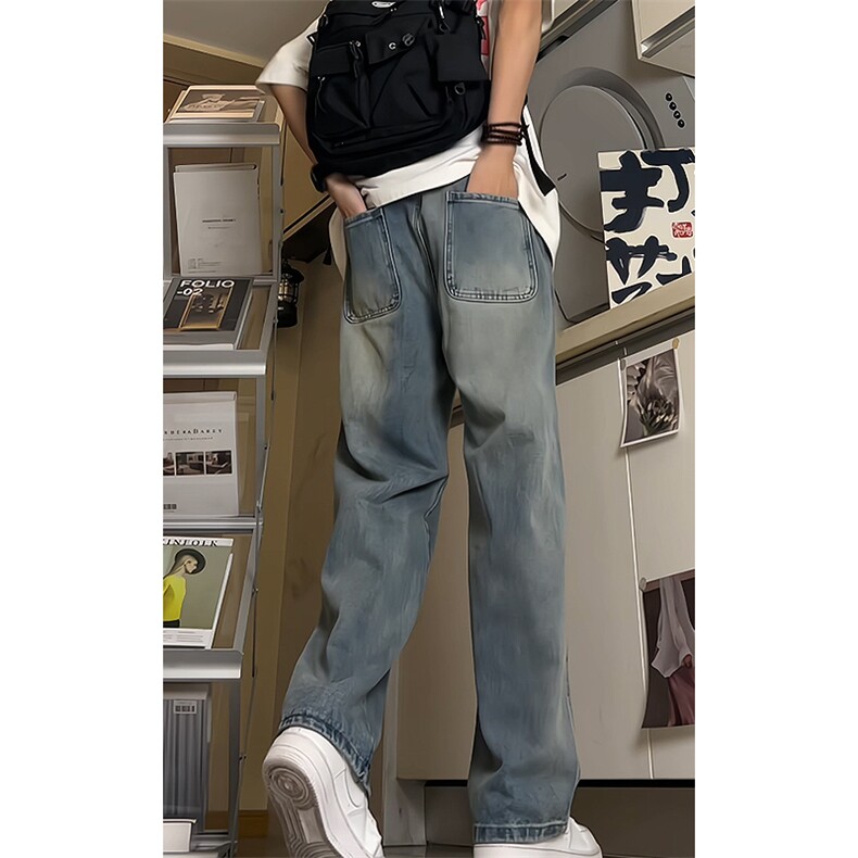 牛仔裤男直筒宽松大码抽绳美式裤子长裤K8471-P38【特价】,男装牛仔裤,电商A007-1