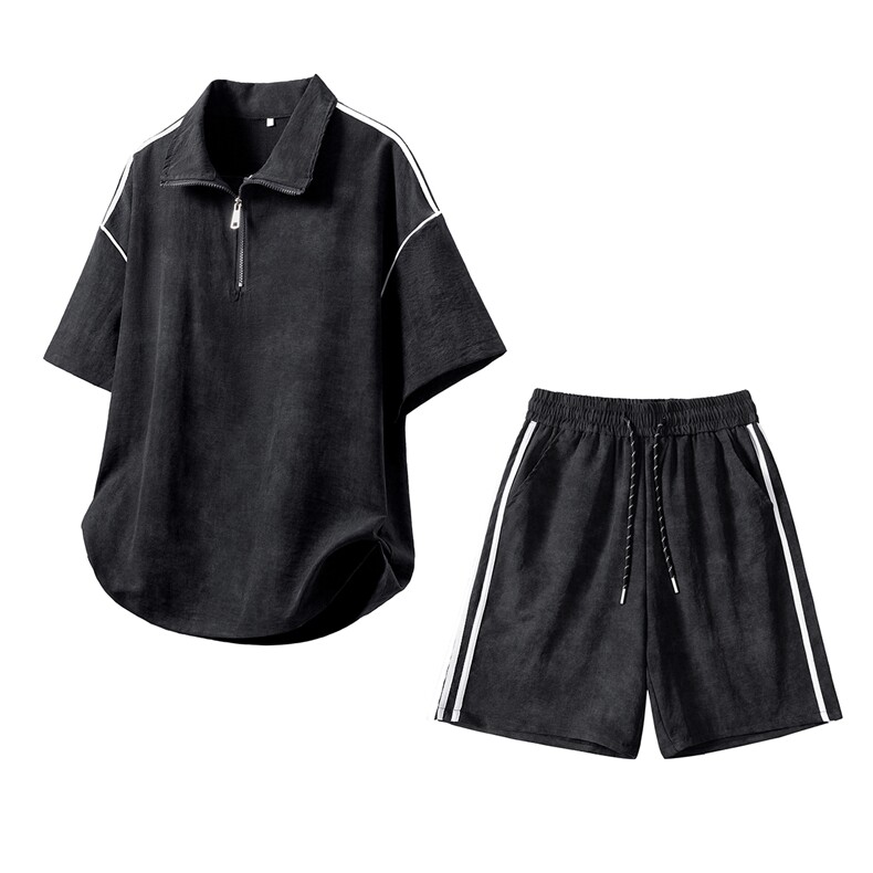 1立体可翻立领扎染大码M-5XL肩部拼接条纹运动套装TZ78177P65控98，男装休闲套装，星座226-2