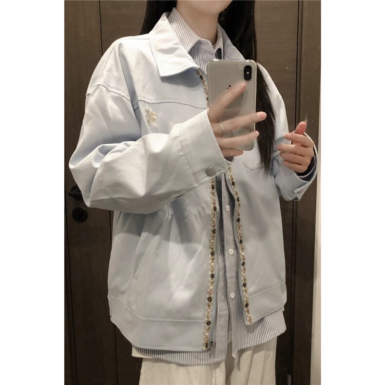 【有货】DJK8308-批75小香风宝石织带拼接翻领夹克美式情侣外套潮,男装夹克,星座603-2
