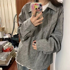 春秋季扎染外套男女cleanfit美式小众复古高级感宽松拉链夹克，男装夹克，星座506A