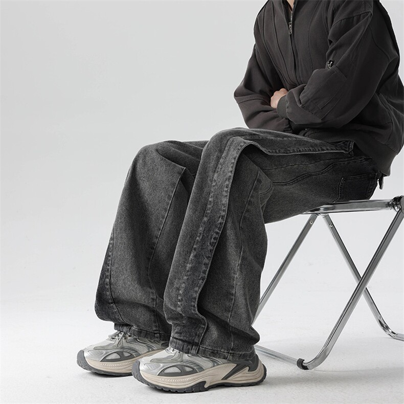 美式复古cleanfit弯刀裤宽松解构水洗直筒牛仔裤3638-特P58控118,男装牛仔裤,电商B295