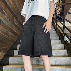 牛仔短裤男士韩版潮流口袋个性帅2024夏季ins休闲短裤RK1917-P43，男装牛仔裤，星座412-3
