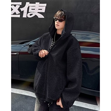 廓形连帽开衫卫衣外套男春秋季2024简约宽松休闲慵懒拉链EG126，男装卫衣，星座506