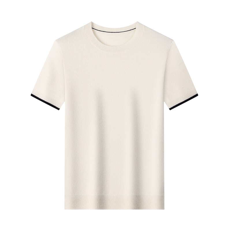 2025秋冬百搭时尚简约圆领短袖针织羊绒衫，男装羊绒套衫，美创羊绒