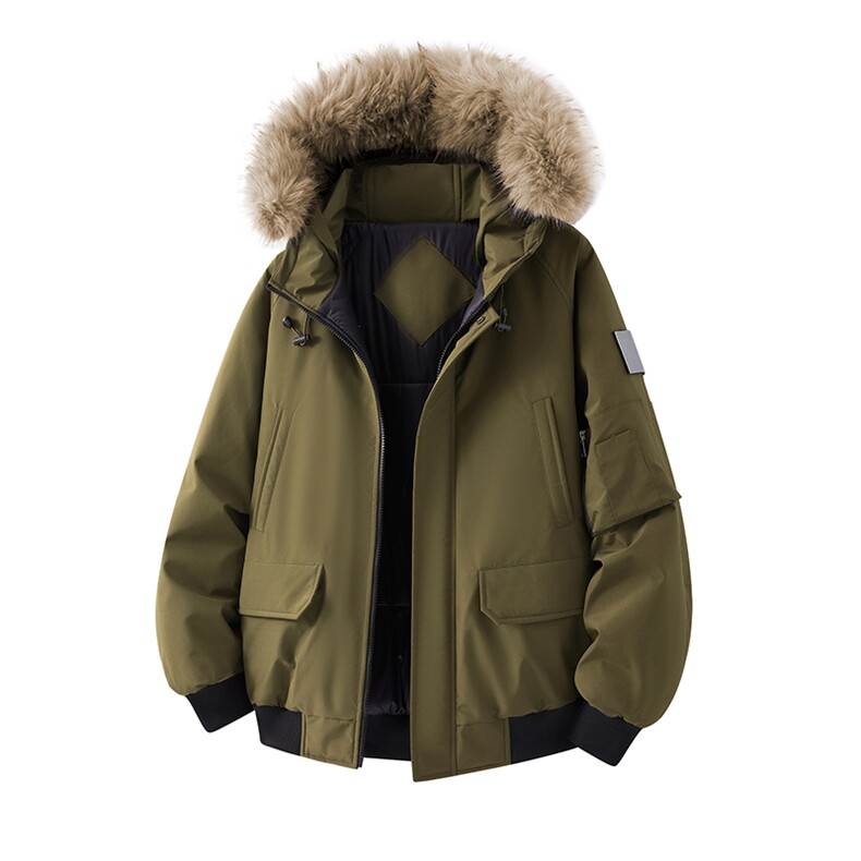 美式连帽大毛领冬季加绒加厚棉衣男士设计感棉服 HY2005-特P105图片