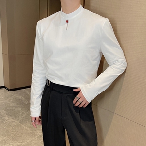 王嘉尔同款高弹显瘦修身长袖打底衫小众半高领T恤男潮 TX1206-P50图片