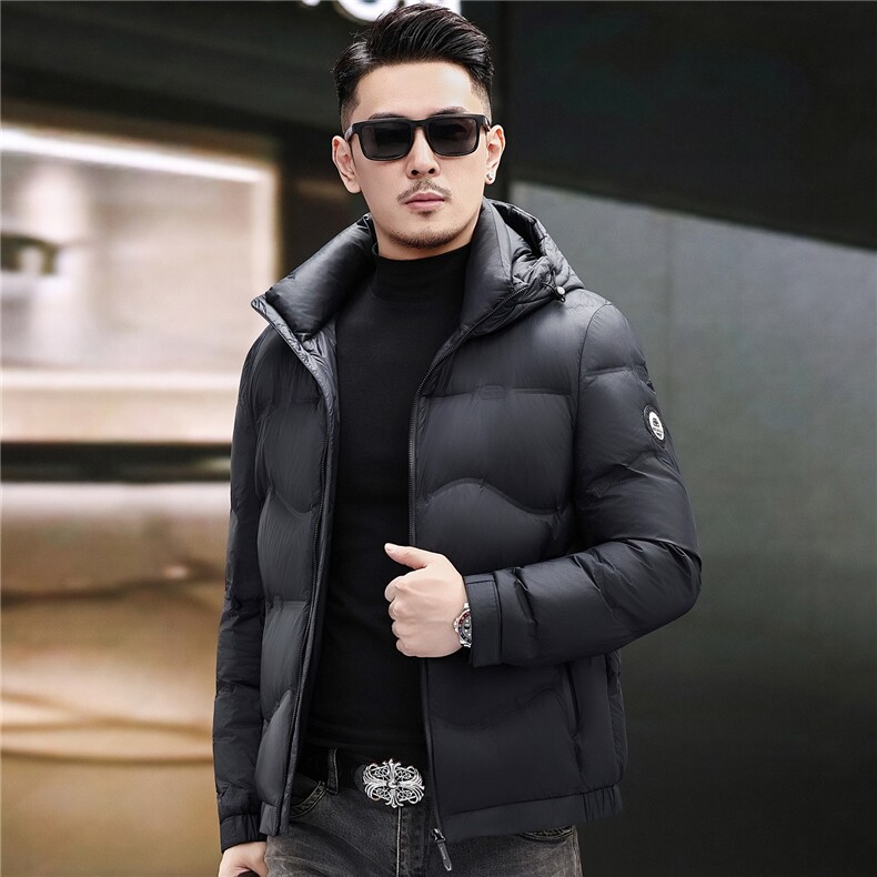 主推新款冬季连帽90绒子白鸭绒羽绒服外套中年男装加厚羽绒服夹克图片