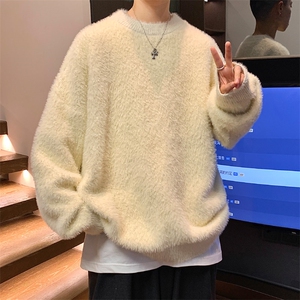 ！2023冬季新款男士貂毛圆领毛衣加厚保暖针织衫M2302特P48图片