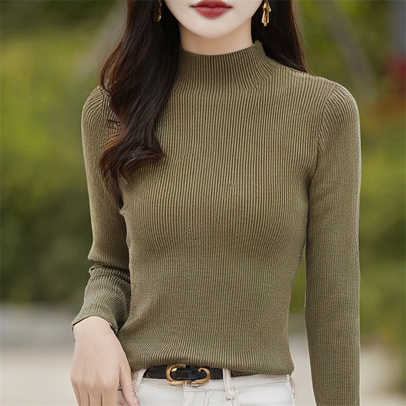 半高领打底衫女2024新款内搭显瘦百搭纯色针织衫,针织衫/毛衣,斯美雅电商供货