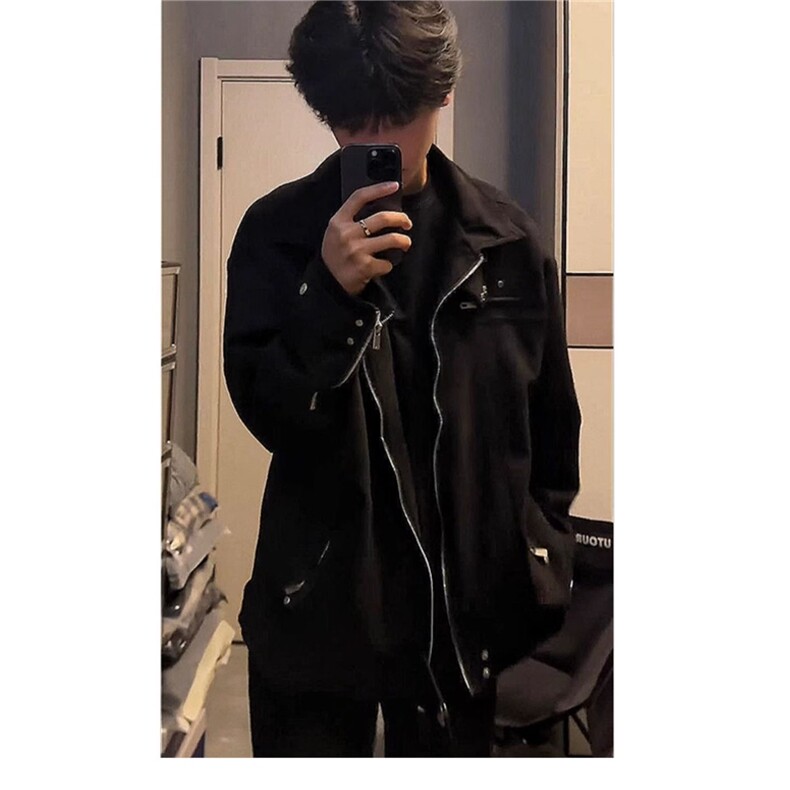 黑色外套男拉链解构小众秋季夹克潮牌高级感男装W6766-P75图片