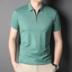 男士短袖t恤潮流休闲2023夏季新款立领拉链衣服夏天上衣图片