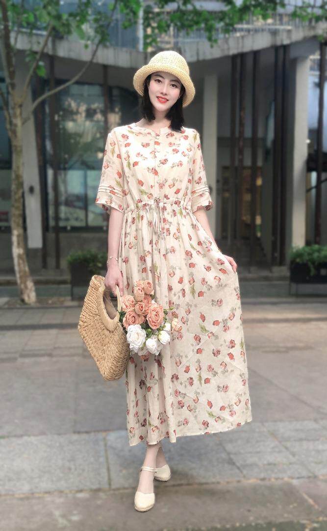 纯苎连衣裙小衫裤子裙子衬衣 时尚风 风淑女风休闲风，女装连衣裙，川哲