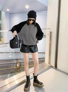 现货 秋季新款欧美时尚拼色插肩袖格子夹克外套,其它,九月