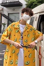 21年夏季短袖衬衫男宽松落肩港风西装领衬衫男DS-C407-CS308-P35，男装衬衫，电商C323-1