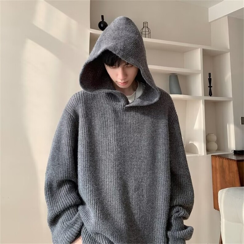 连帽毛衣男加厚美式复古针织衫秋冬慵懒风宽松情侣线衣MU844-p73,男装针织衫/毛衣,星座1008